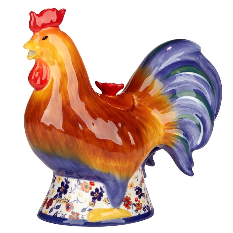 Certified International Morning Rooster 3-D Rooster Teapot - 9.25" x 4.5" x 8"