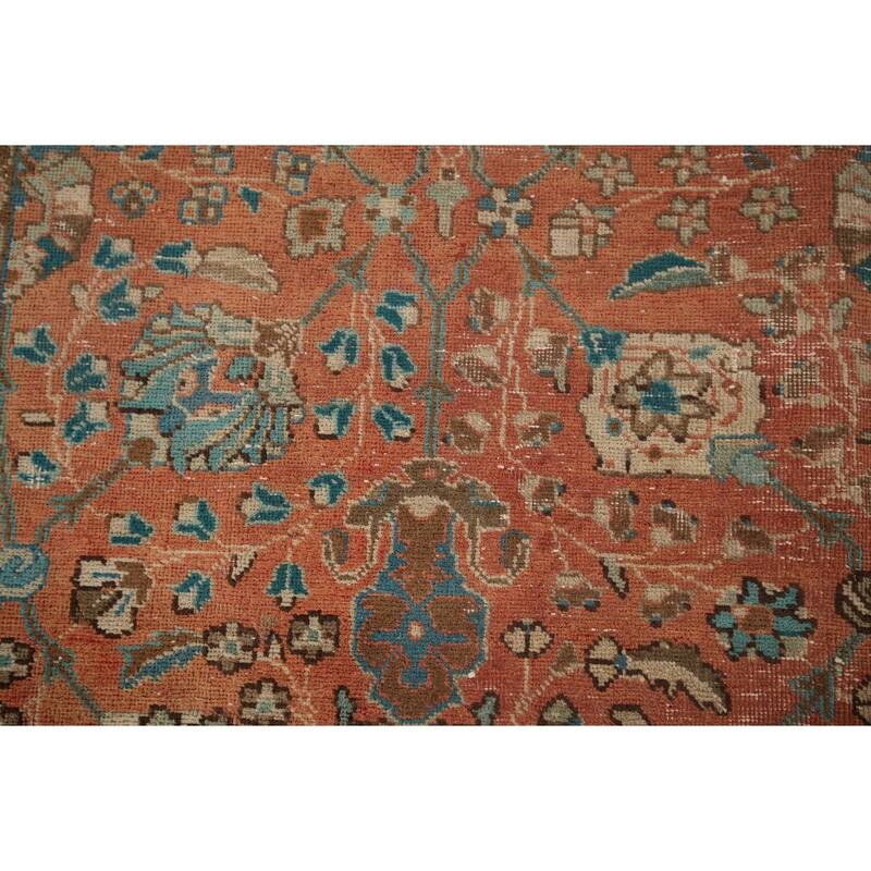 Distressed Tabriz Persian Vintage Rug Hand-Knotted Wool Carpet - 6'7" x 9'8"