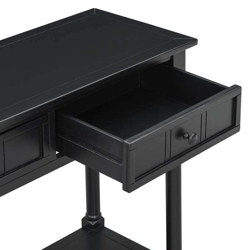 Console Table Traditional Design with Two Drawers and Bottom Shelf