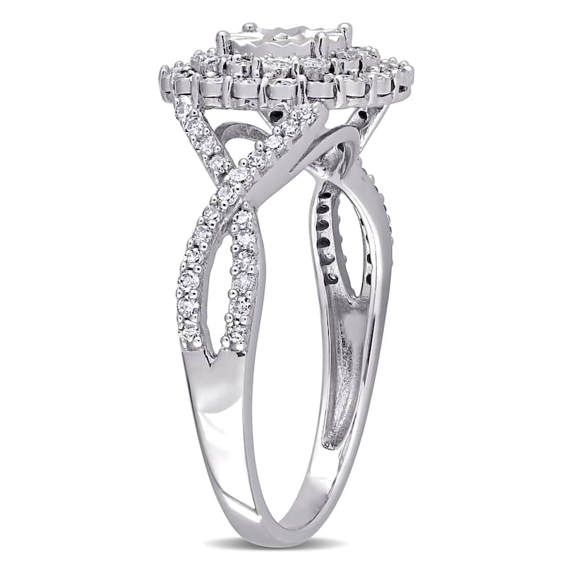 Miadora Halo Crossover 1/3ct TDW Diamond Engagement Ring 10k White Gold