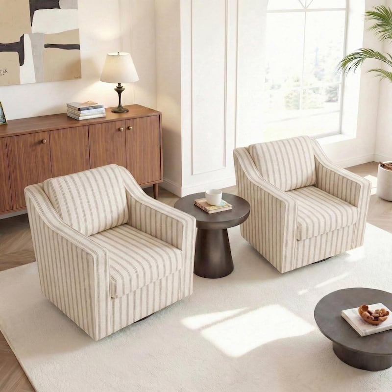 Modern Swivel Upholstered Armchair Accent chair Set of 2
