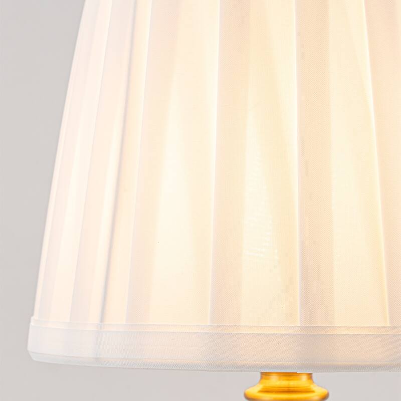 ALOADECOR Glam Cordless Brass Table Lamp Touch Control with 3 Way Classic Elegant Dimmable LED Nightstand Lamp with Fabric Shade