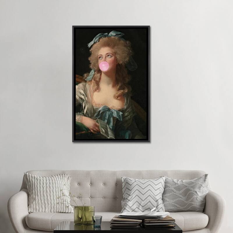 iCanvas "Bubble Gum Blowing Madame" by Grace Digital Art Co Framed