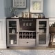 preview thumbnail 2 of 6, DH BASIC Traditional Coastal White 47-inch Glass-Door Wine Bar Cabinet by Denhour