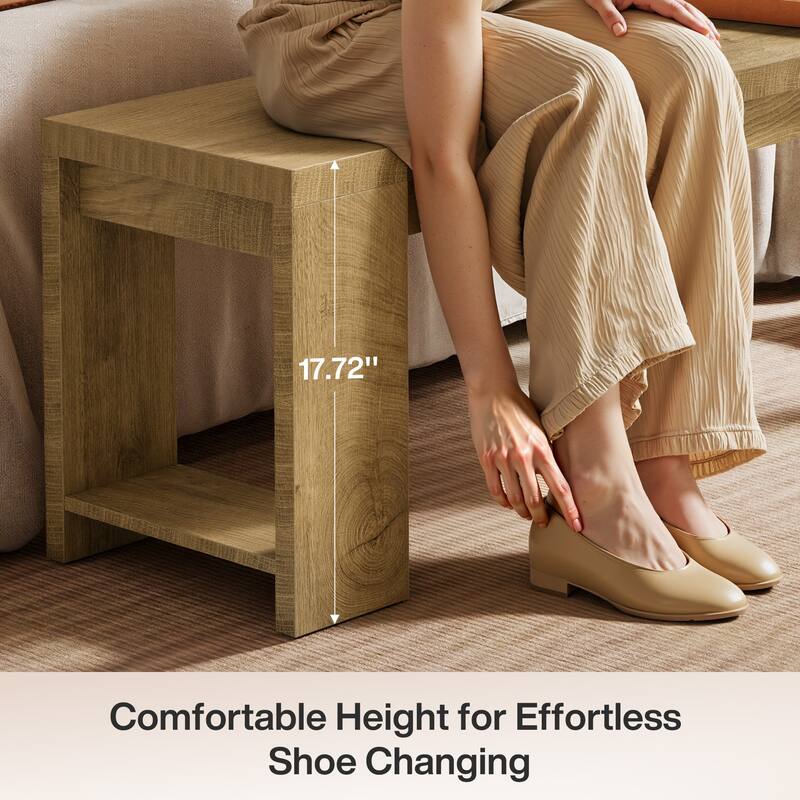 47.2" Wooden Entryway Bench, Hallway Foyer Shoe Storage Accent Bench for Bedroom