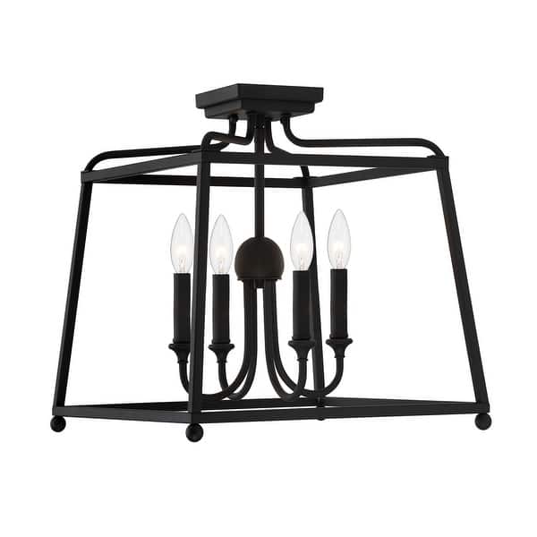 slide 1 of 1, Libby Langdon for Crystorama Sylvan 4 Light Black Forged Ceiling Mount - 16''W x 15.5''H