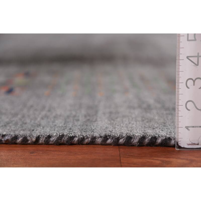 Gray Gabbeh Indian Area Rug Handmade Silk Carpet - 8'0" x 9'6"