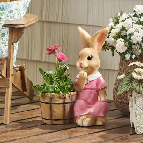 Kuhrs Outdoor Decorative Rabbit Planter by Christopher Knight Home - 15.00" L x 11.25" W x 19.75" H