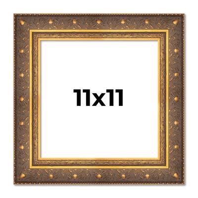 11x11 Frame Vintage Gold Solid Wood Picture Frame | 2.5 Inch Moulding