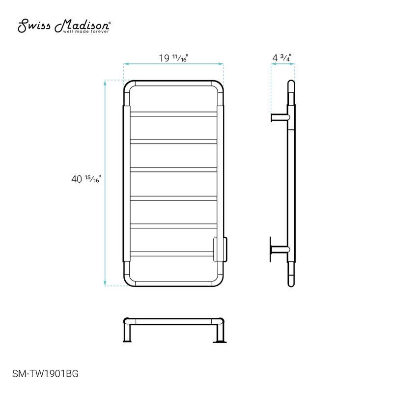 Ivy 8-Bar Electric Towel Warmer In Brushed Gold - 19.69" x 40.94" x 4.45"