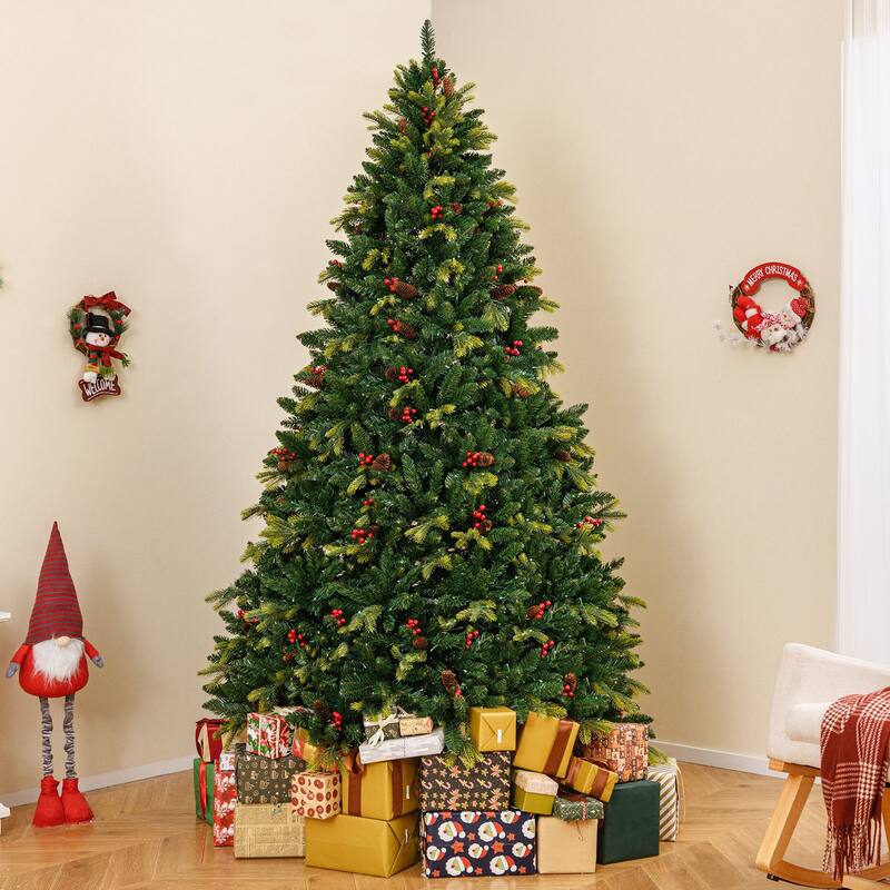 Costway 5/6/7/8 FT Artificial Christmas Tree with 250/370/500/650 RGB - Green - See Details