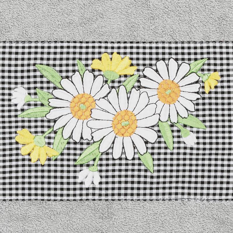 Authentic Hotel and Spa 100% Turkish Cotton Daisy 3PC Embellished Towel Set
