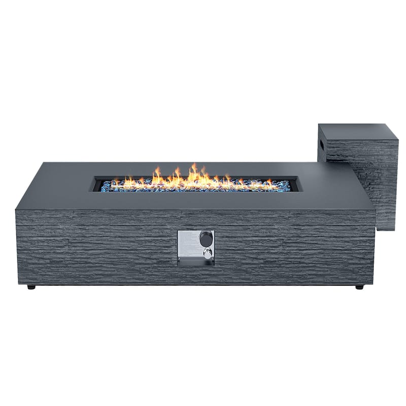 Patio Watcher 56in. Outdoor Rectangle Magnesium Oxide Fire Pit Table with Gas Tank Cover - DarkGray