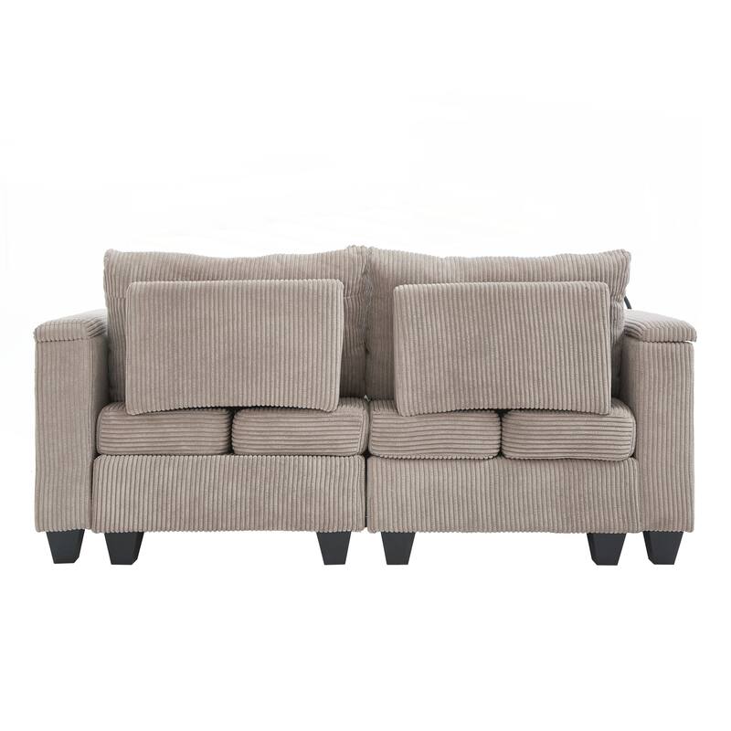 Loveseat Sofa Sofa Bed Corduroy Sleeper Sofa with USB Ports