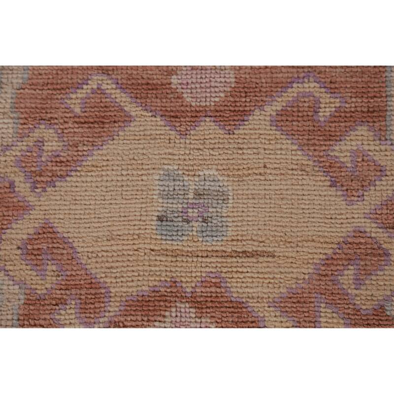 Hand Knotted Oriental 100% Wool Carpet Transitional All-Over Oranges & Rust Oushak Area Rug - 12' 0'' X 8' 11''