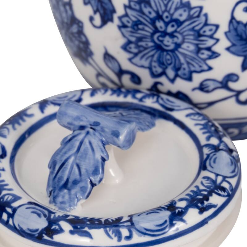 Modern Chinoiserie Ceramic Candle with Lid - Peony Scented Candle