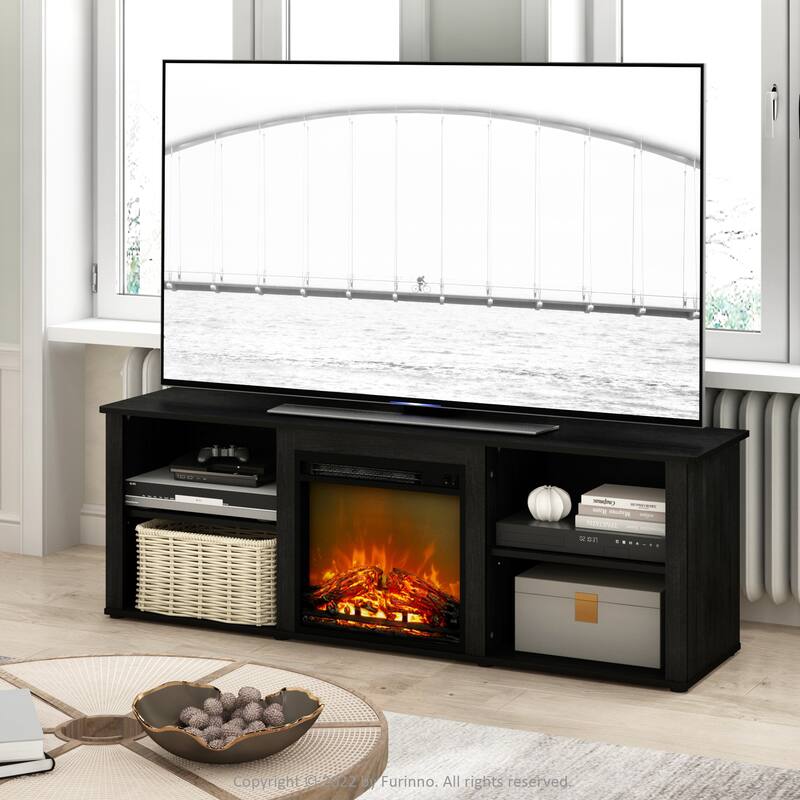 Furinno Classic 70 Inch TV Stand with Fireplace