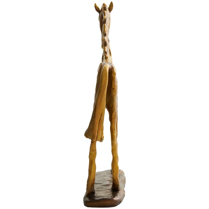 Polystone Horse Slim Frame Textured Sculpture with Cutouts - Gold - Roche River Decor - 3"W x 11"L x 13"H