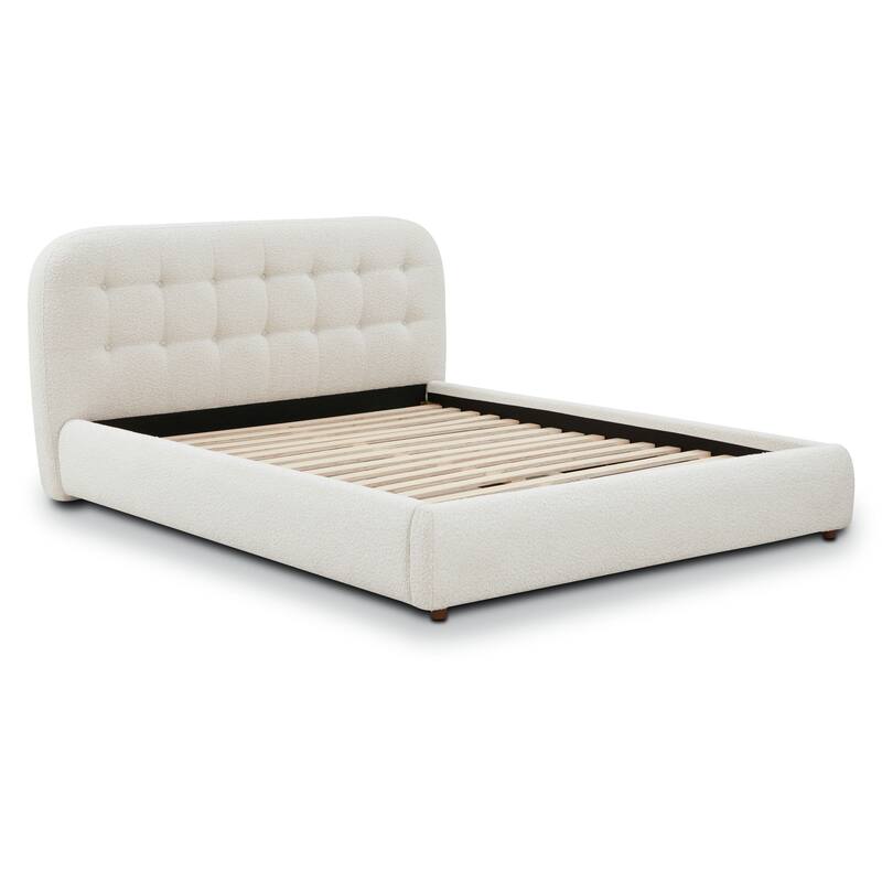 Poly & Bark Ares Queen Bed in Froth White Boucle