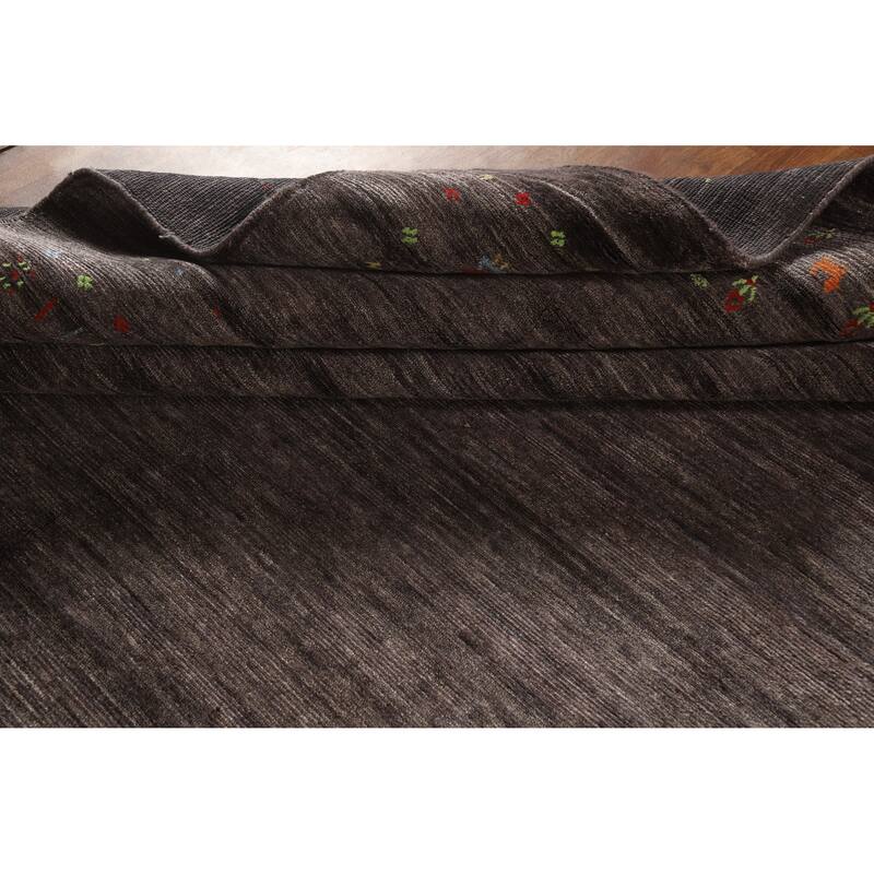 Hand Knotted Oriental 100% Wool Carpet Tribal Tribal Brown Gabbeh Area Rug - 9' 11'' X 7' 11''