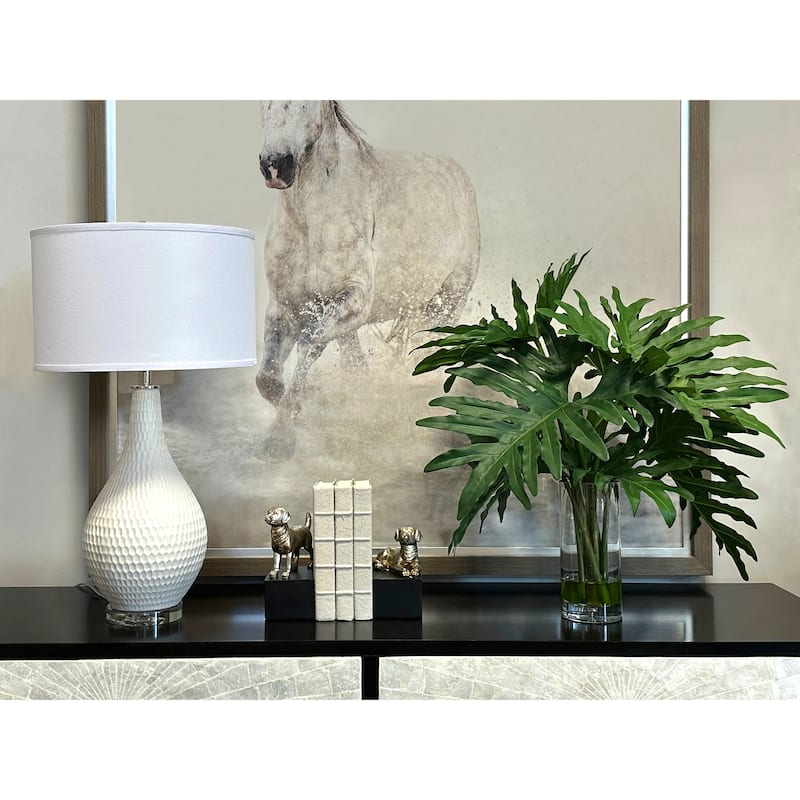 Organic Modern Philodendron Arranged in Glass Vase - Green