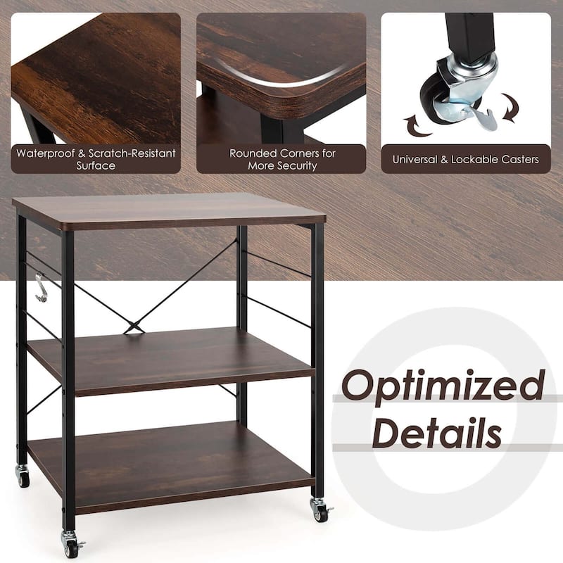 Costway 3-Tier Kitchen Baker's Rack Microwave Oven Storage Cart w/ - See details