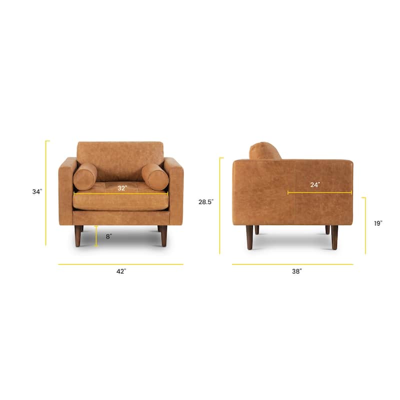 Poly & Bark Napa Lounge Chair (Set of 2) - Full Grain Genuine Italian Leather