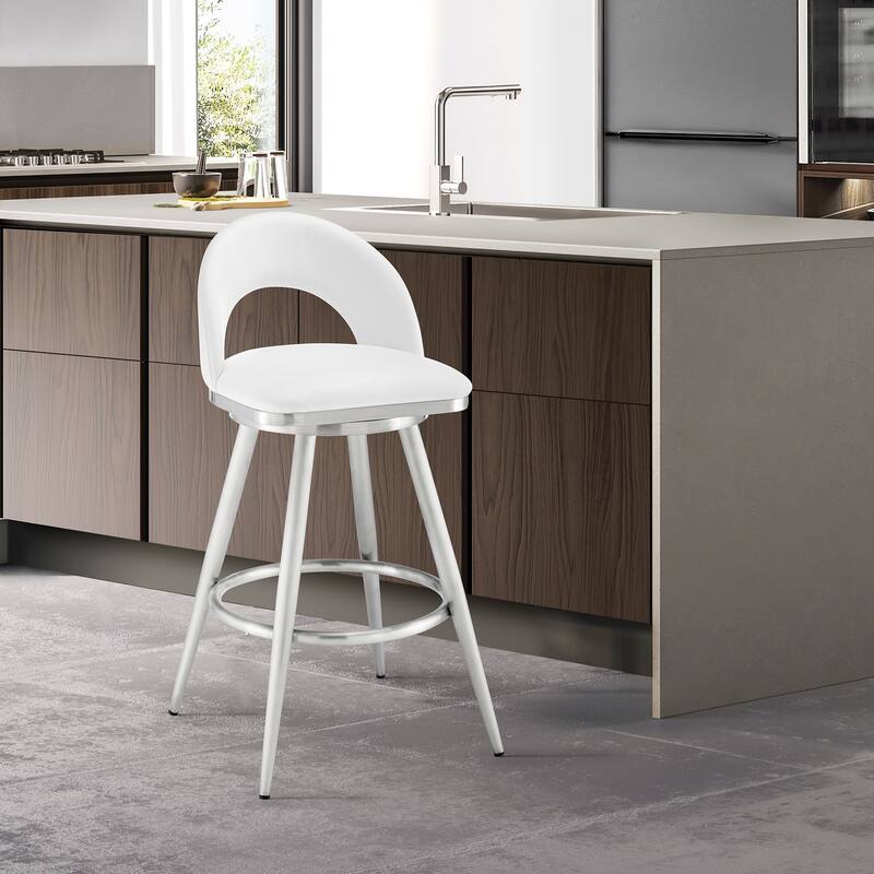 Charlotte Faux Leather and Metal Swivel Counter or Bar Stool