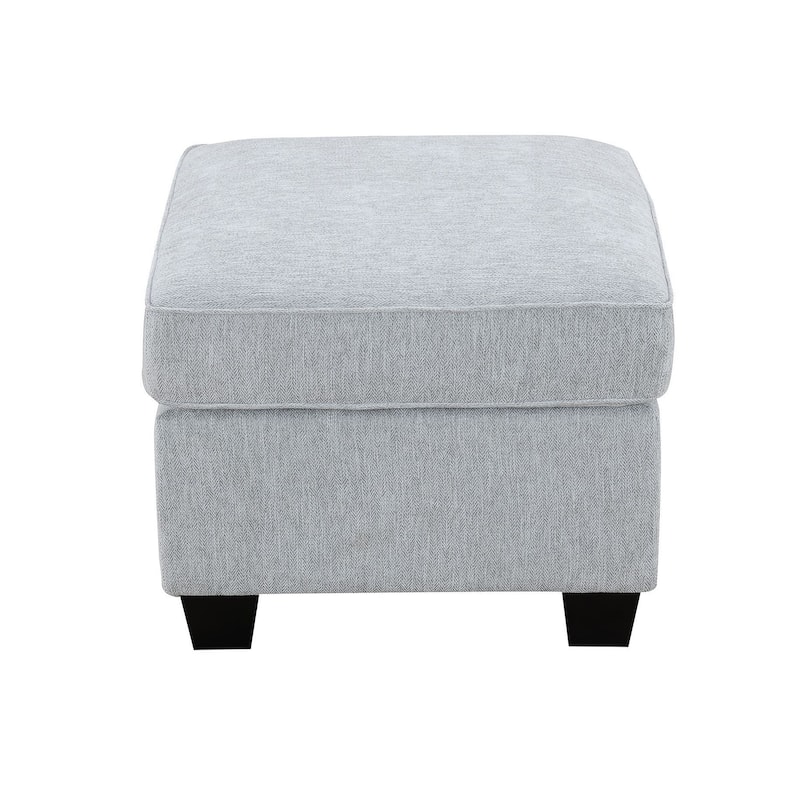 Ashbury 34" Ottoman, Soft Gray Chenille