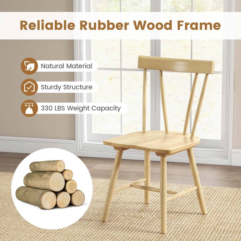 Gymax Set of 4 Dining Chairs Windsor Chairs Wood Armless Chairs w/