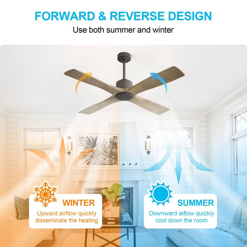 MLiAN 48" DC Motor Indoor Ceiling Fan, 4 Solid Wood Blades...