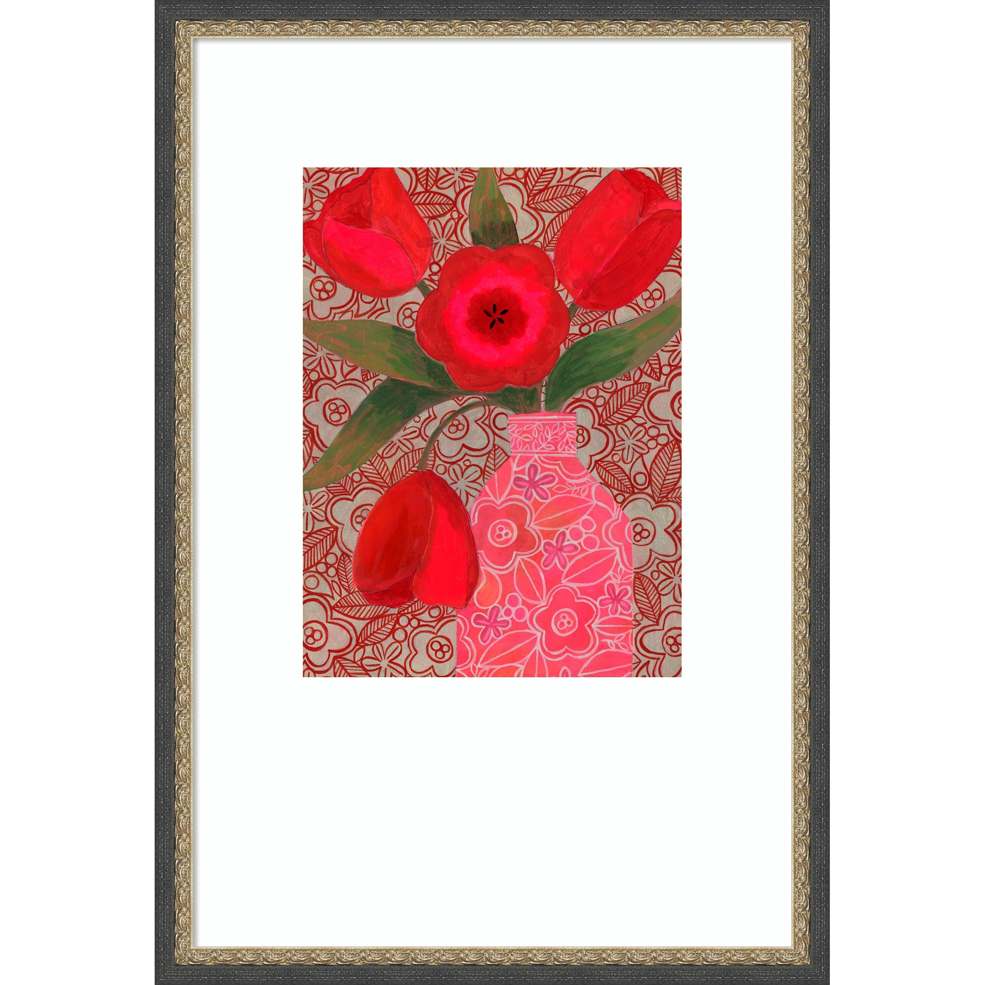 Red Tulips by Susan Black Wood Framed Wall Art Print