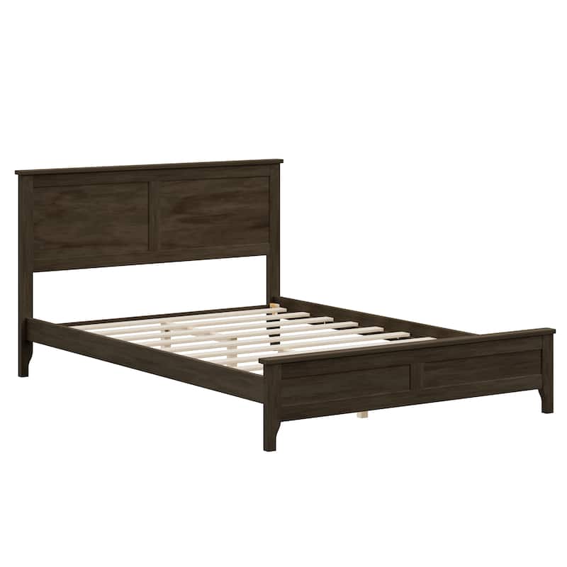 Wood Platform Bed Minimalist Bed Frame Mid Century Retro Solid Wood Bed No Box Spring Needed, Compatible with Adjustable Bed