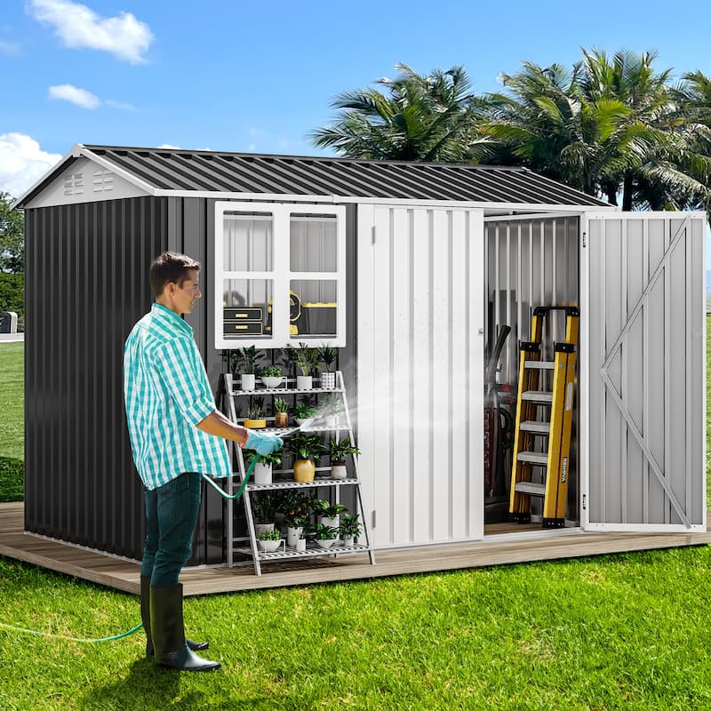 7.7ft x 5.8ft Metal Outdoor Storage Shed with Window