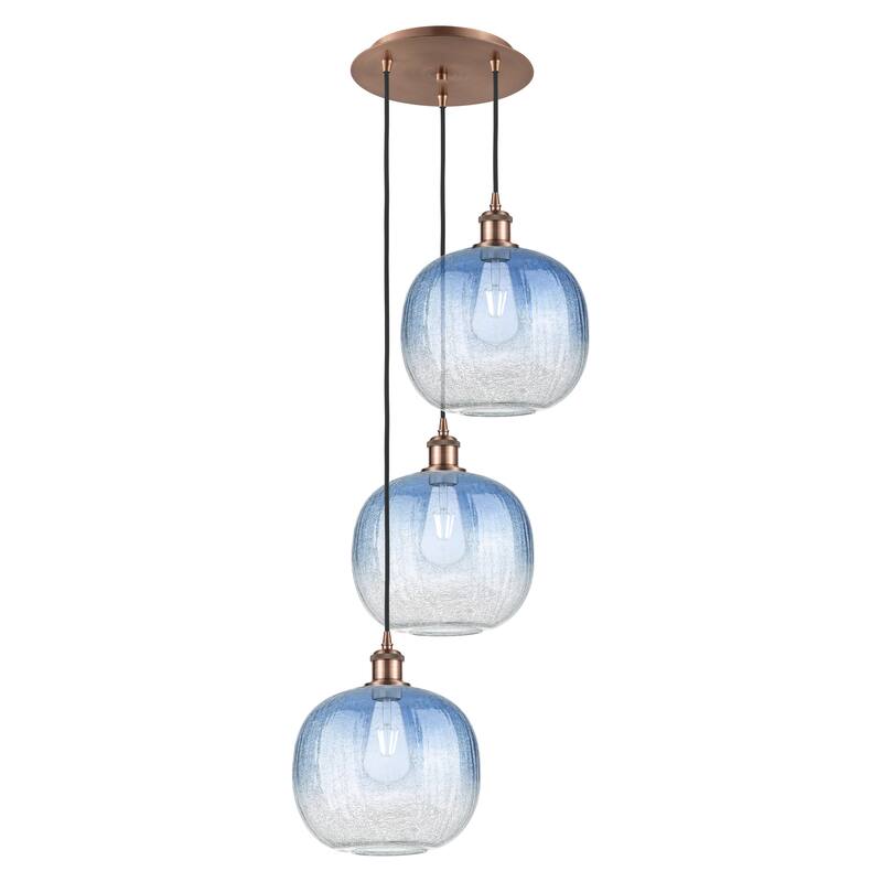 Innovations Lighting Endless Possibilities Ballston - Brookhaven Sphere - 3 Light 17" Cord Hung Multi Pendant - Antique Copper/Sapphire Blue