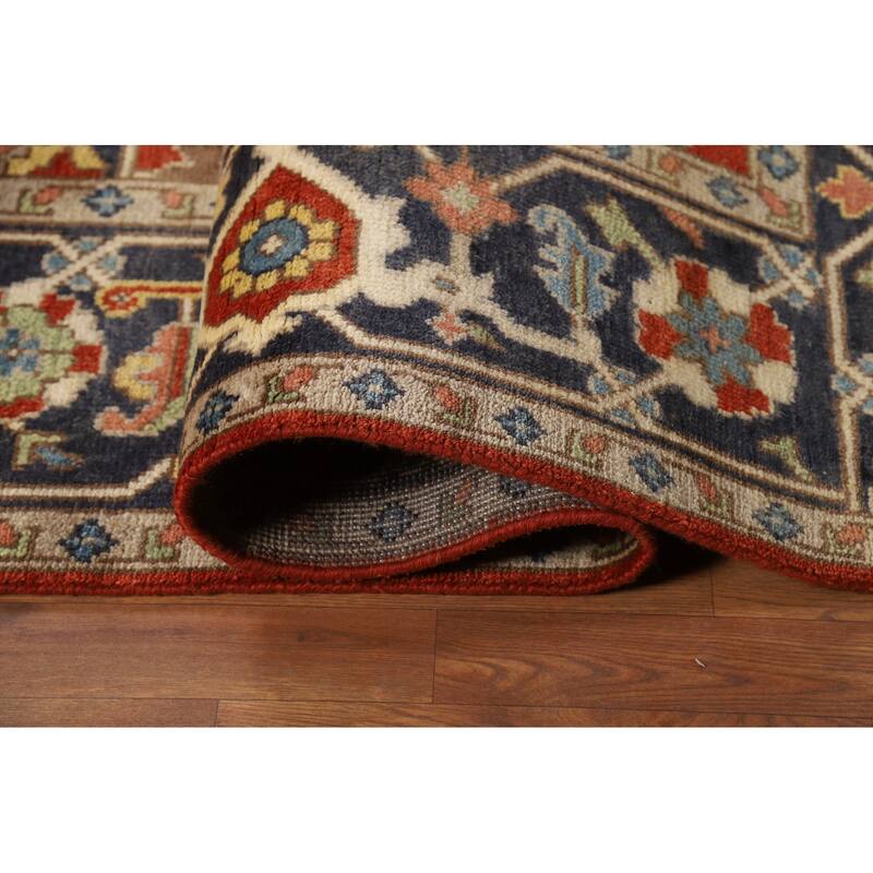 Hand Knotted Oriental 100% Wool Carpet Traditional All-Over Oranges & Rust Heriz (serapi) Area Rug - 9' 9'' X 8' 0''