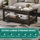 preview thumbnail 23 of 47, Farmhouse Coffee Table with Storage 2-Tier Center Table for Living Room