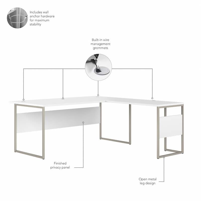 Hybrid 72W x 36D L Shaped Table Desk by Bush Business Furniture