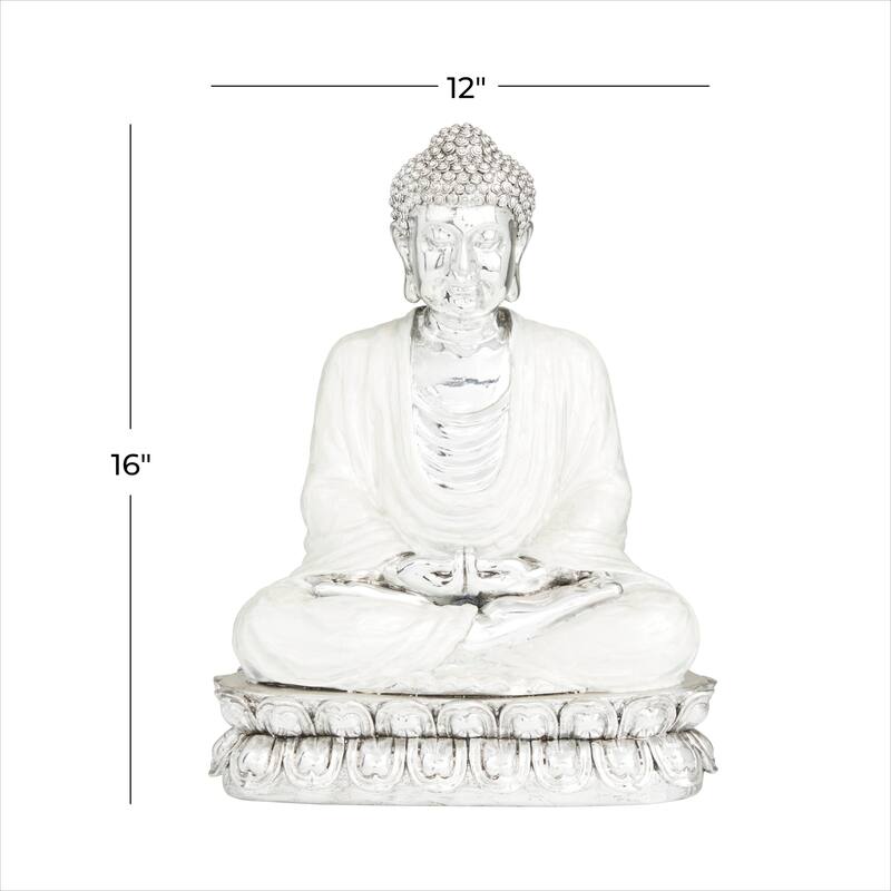 Silver Polystone Eclectic Sculpture 16 x 12 x 9 - 12 x 9 x 16