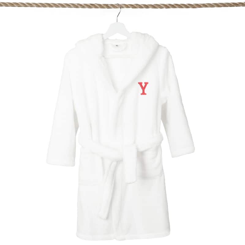 Sweet Kids 100% Polyester SUPER PLUSH Double Brushed Hooded Bathrobe with Pink Bookman Monogram