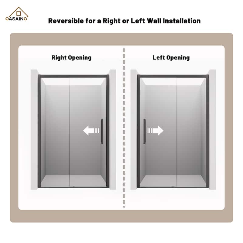 CASAINC 48 in. W x 76 in. H Sliding Framed Shower Door with SGCC Certification