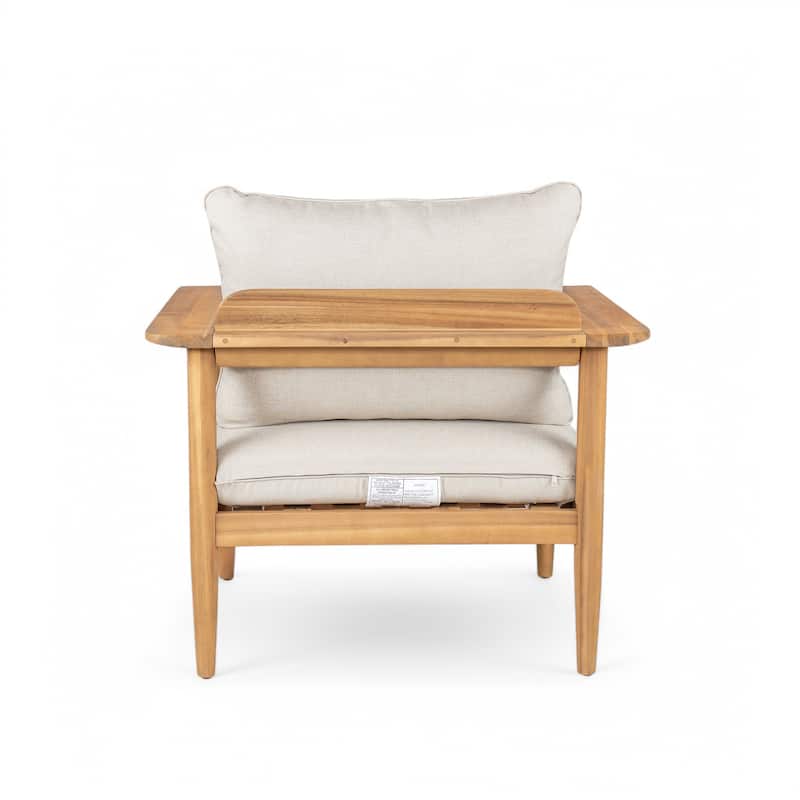 Christopher Knight Home- Marie Patio Acacia Wood Lounge Chair and Ottoman