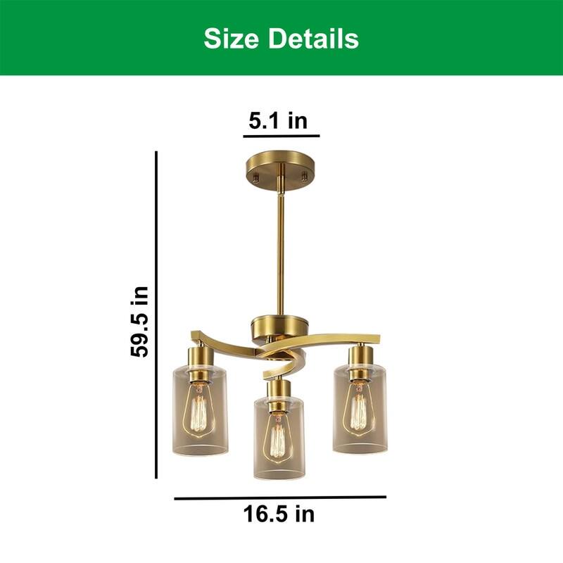 3 Light light bulb gold light fixture glass, metal kitchen light
