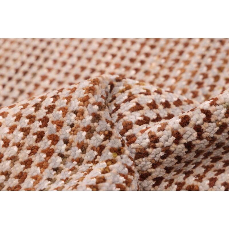 ECARPETGALLERY Hand-knotted Silk Shadow Brown Viscose, Wool Rug - 6'0 x 8'10