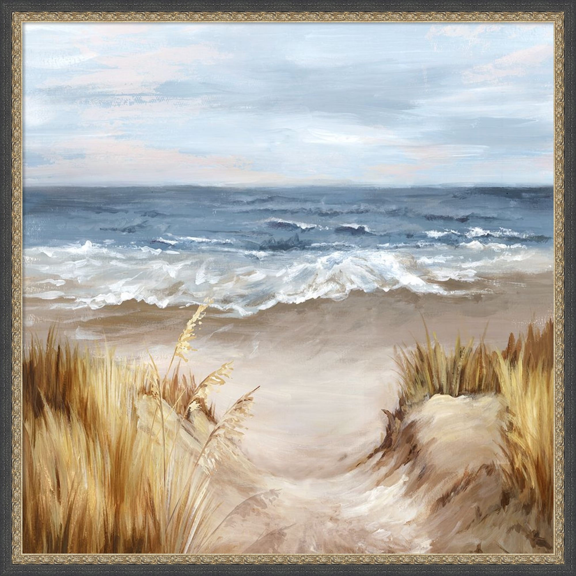 Pathway to the Oceans Edge by PI Studio Framed Mounted Canvas Wall Art Print