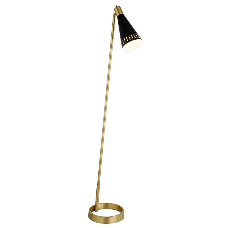 62" Black Reading Floor Lamp with Black Cone Shade for Modern Spaces - 11" x 11" x 62"