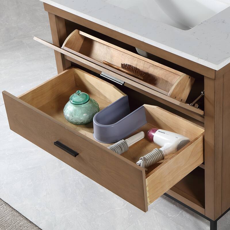 Altair Kesia Bathroom Vanity with Composite Stone Countertop with Mirror