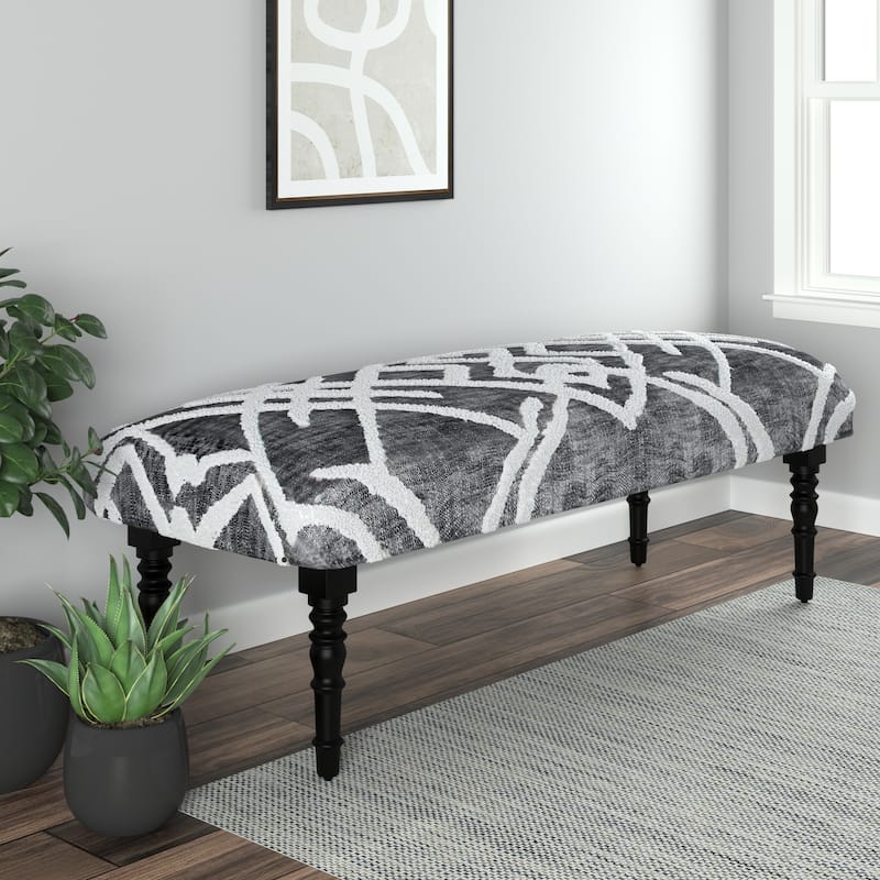 Sevita Tufted Geometric Diamond and Distressed Bench 16"W x 47"L x 18"H - 1'6" x 3'11" x 1'4"