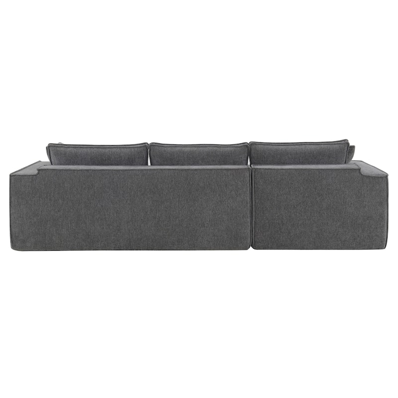 111.5" L-Shaped 4-Seater Modular Sofa with Chaise, 2 Pillows, Wrinkle-Resistant Chenille, and All-Sponge Construction