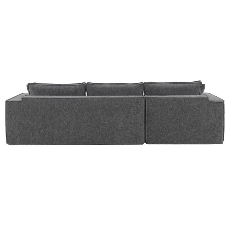 Chenille Free Combination Sofa Set with 2 Pillows, 111.5*72" Modular Sectional Sofa for Livingroom L-Shaped Compressed Sofa